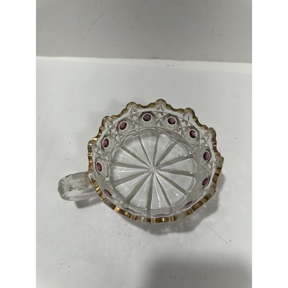 EAPG U.S. Glass Daisy Bullseye Purple‎ Amethyst Stained Bowl With Handle - Picture 4 of 9